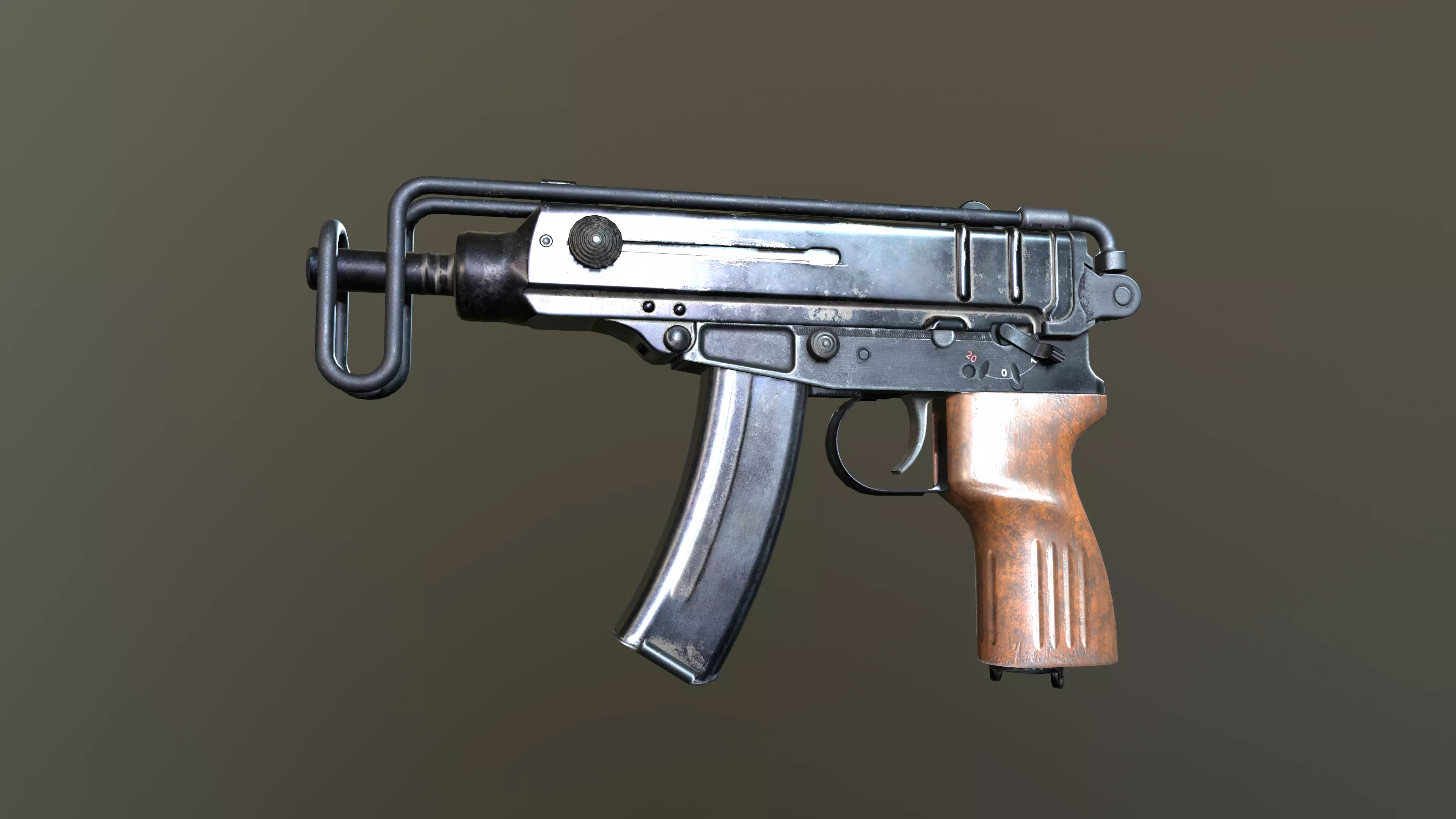 VZ-61 gun Low-poly 3D model_0