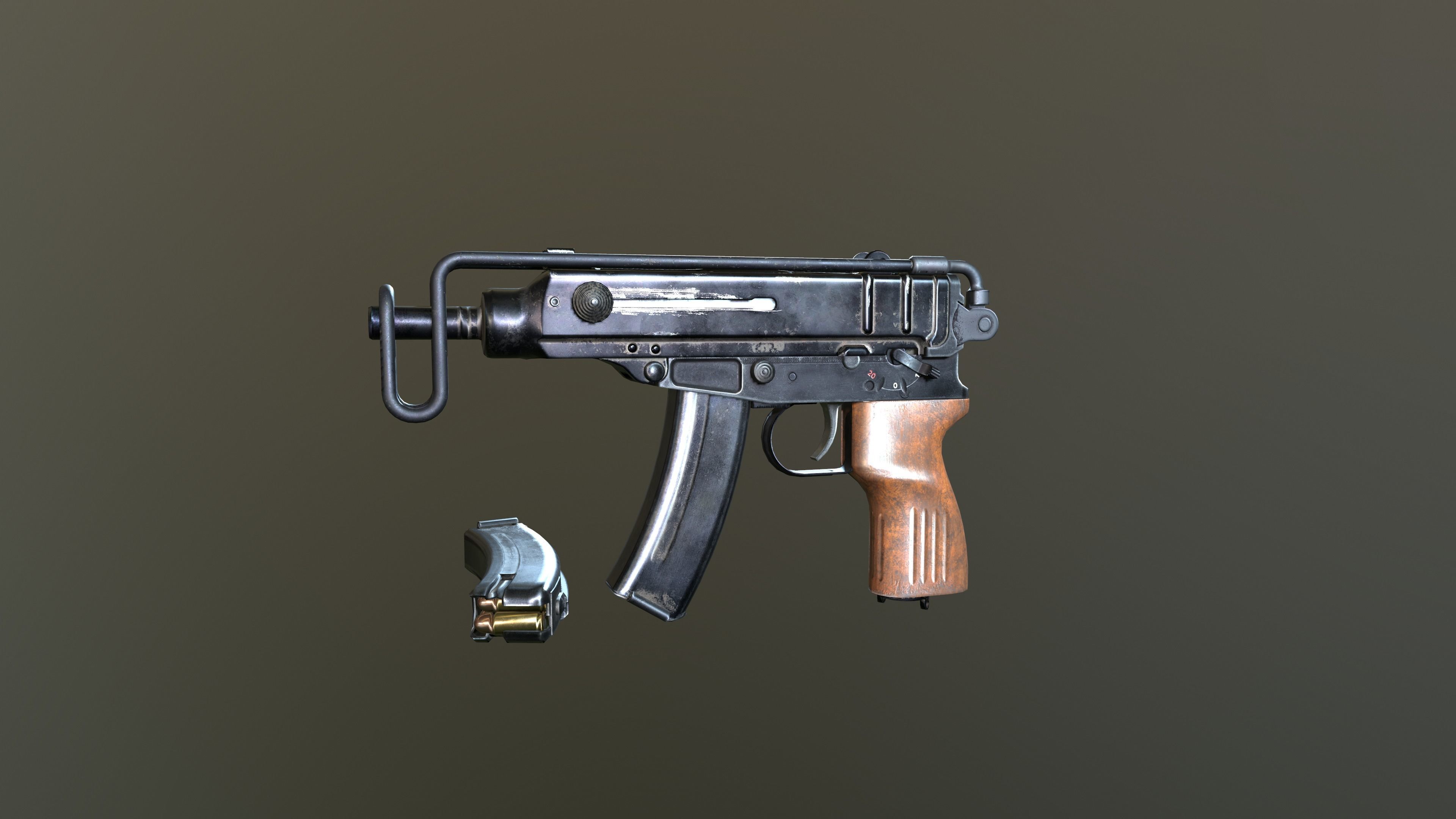 VZ-61 gun Low-poly 3D model_1