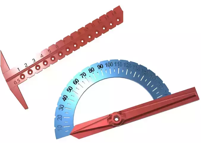 Ruler and Protractor - Material marking tool 3D print model
