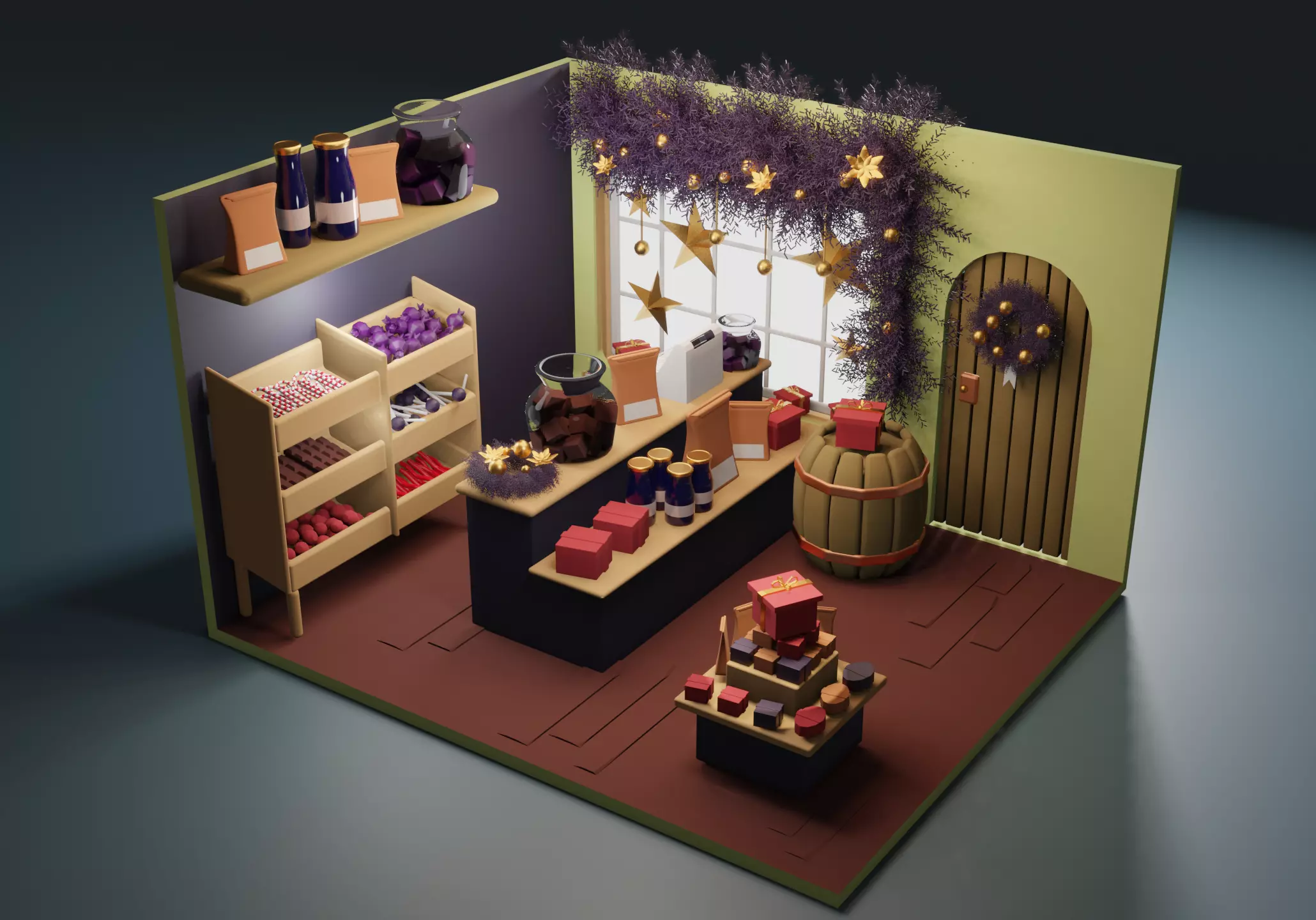 Christmas gift shop Low-poly 3D model