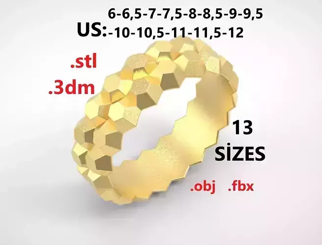Model 231 Facet Hexagonal Ring US Size 13 Rings