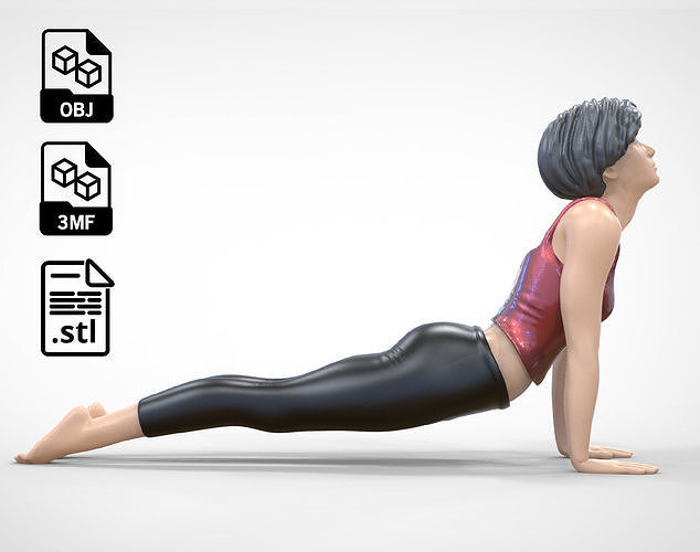 N2 Woman Doing Yoga Cobra  Snake  pose 3D print model