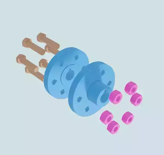 LowPoly - Flanged Coupling  Low-poly 3D model