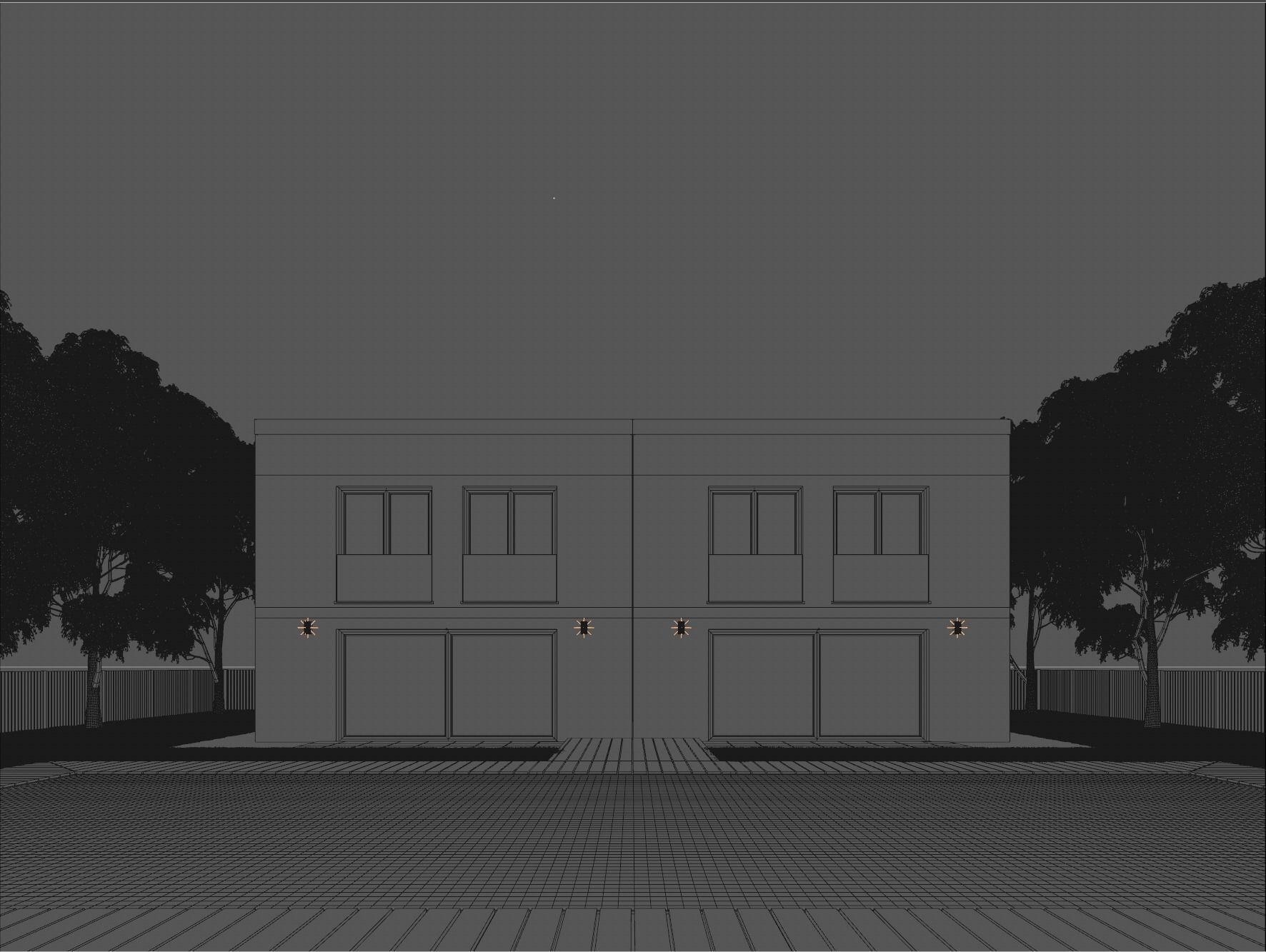 Villa house - NIGHT  Low-poly 3D model_2
