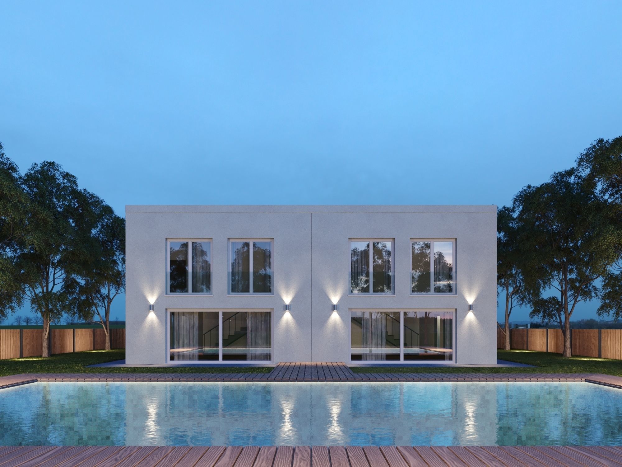 Villa house - NIGHT  Low-poly 3D model_1