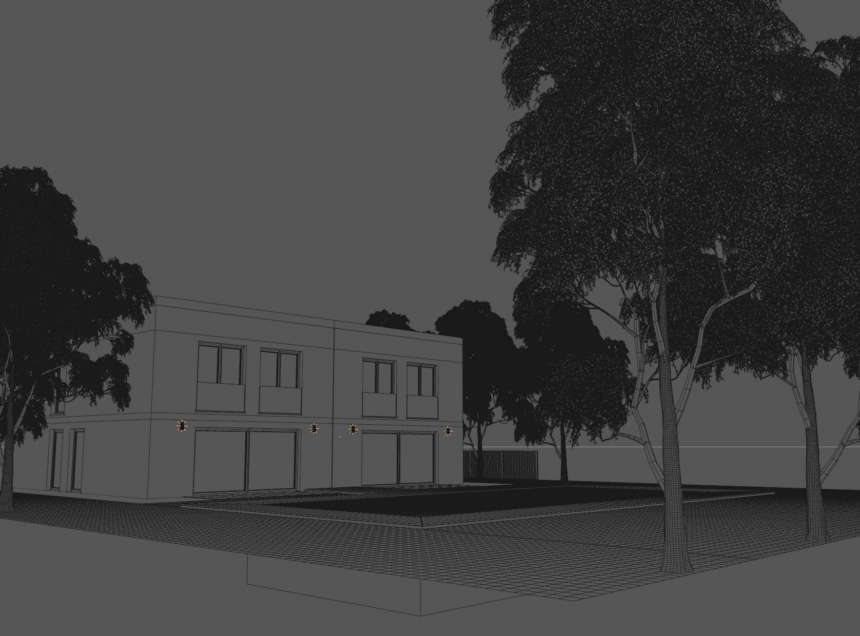 Villa house - NIGHT  Low-poly 3D model_4