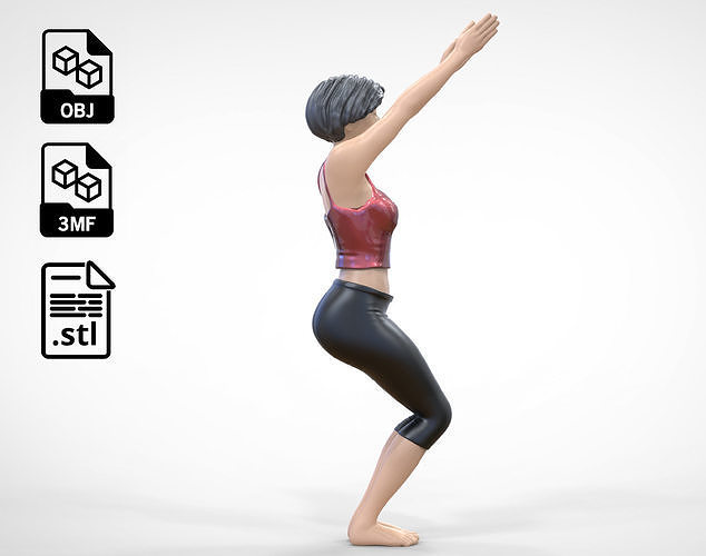 N3 Woman Doing Yoga Chair pose 3D print model