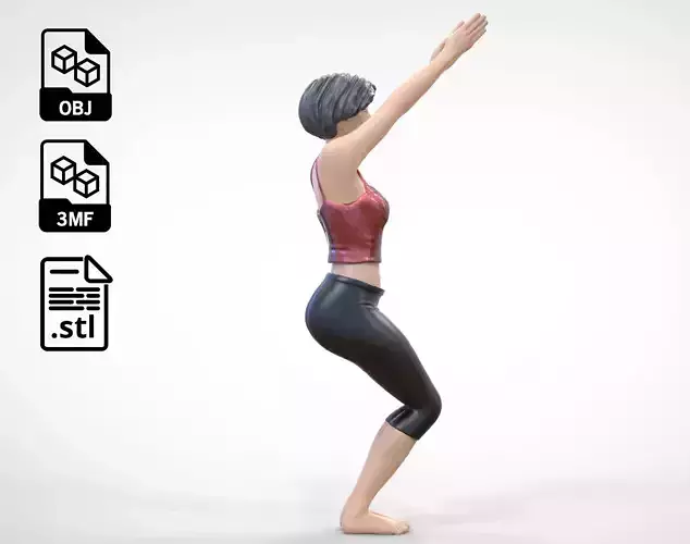 N3 Woman Doing Yoga Chair pose