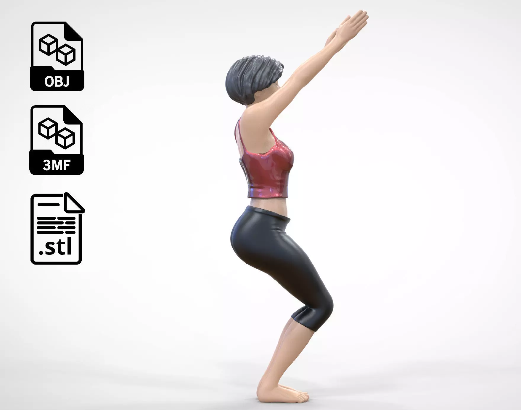 N3 Woman Doing Yoga Chair pose 3D print model