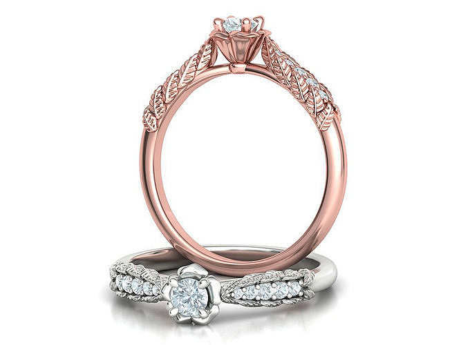 Flower Engagement Ring Own design Rose ring 3dmodel 3D print model