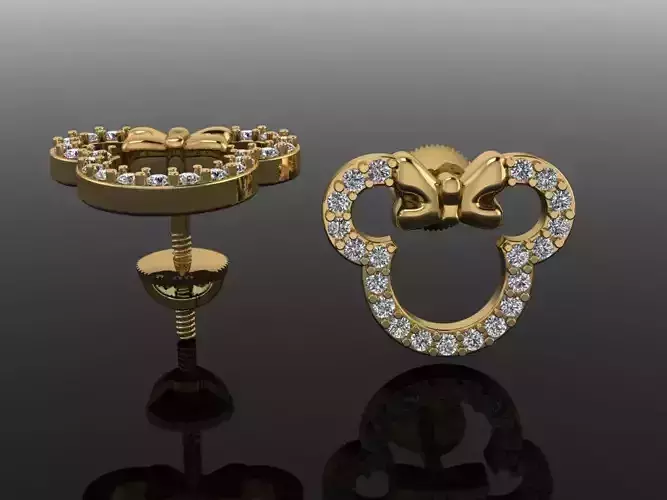 Dainty Mini Mouse Style Diamond Earring