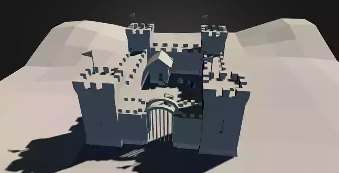 Castle low poly in desert
