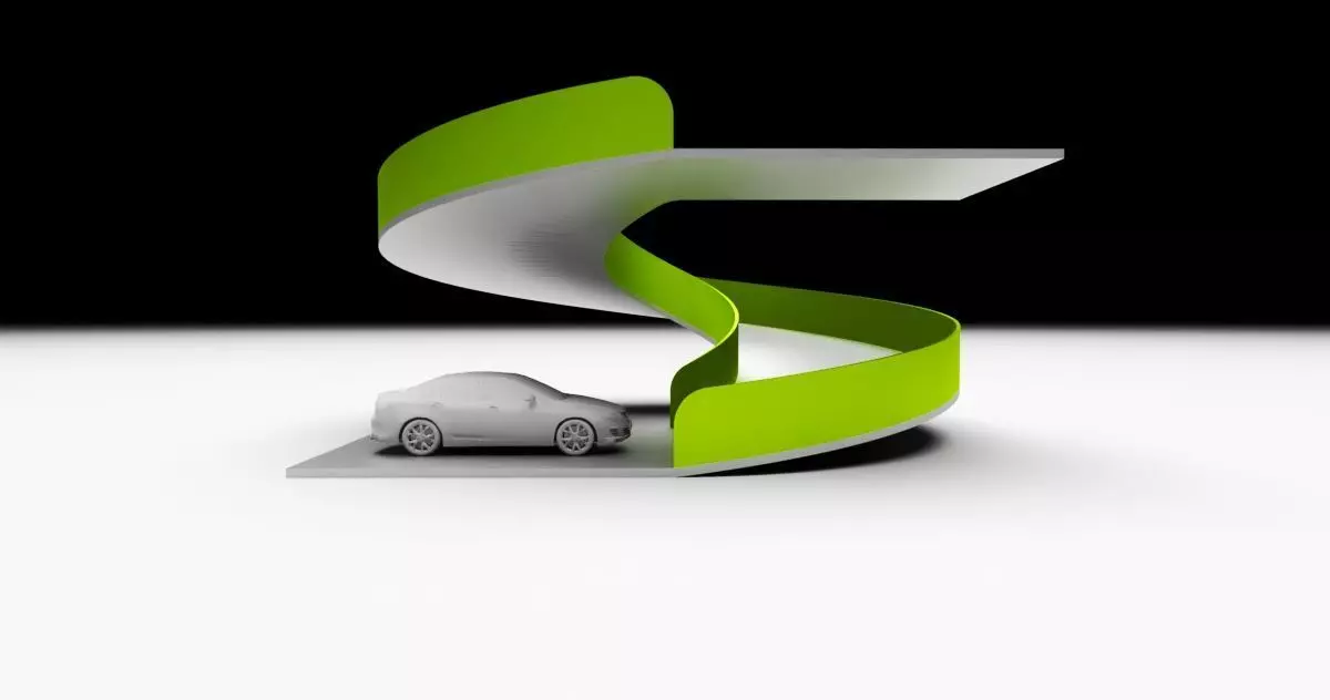 Spiral Ramp for Car Architectural Circulation System module 3D model_0