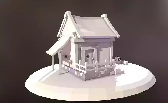 House low poly with roof on top