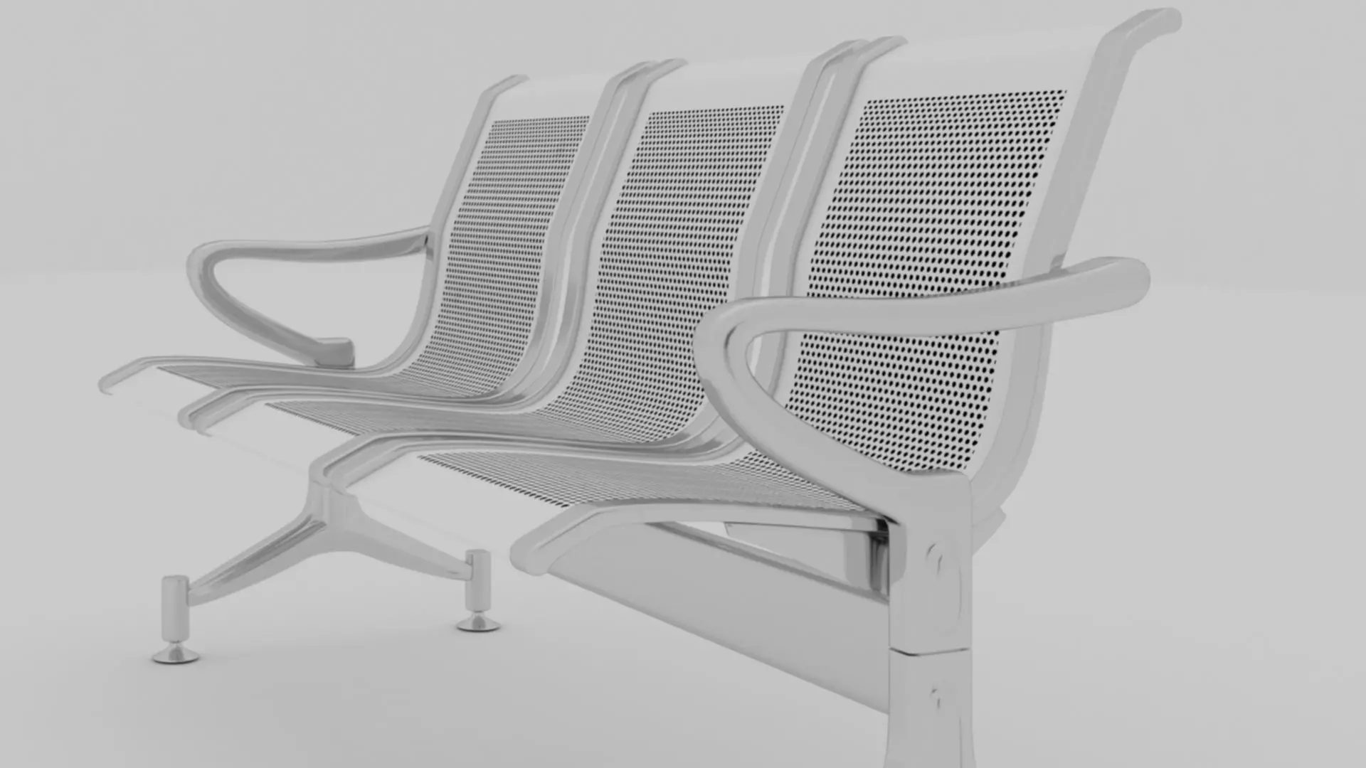 3 seater metal chair 3D model