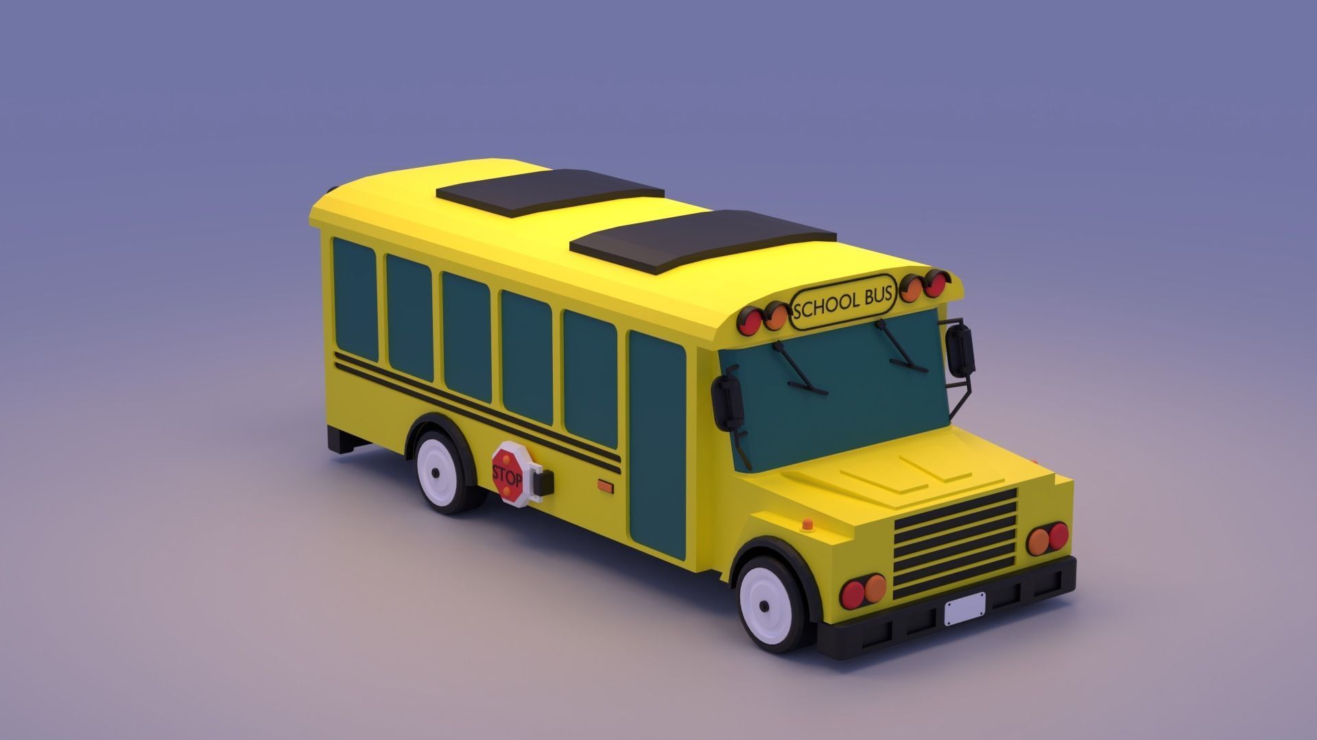Cartoon School Bus 3D model_9