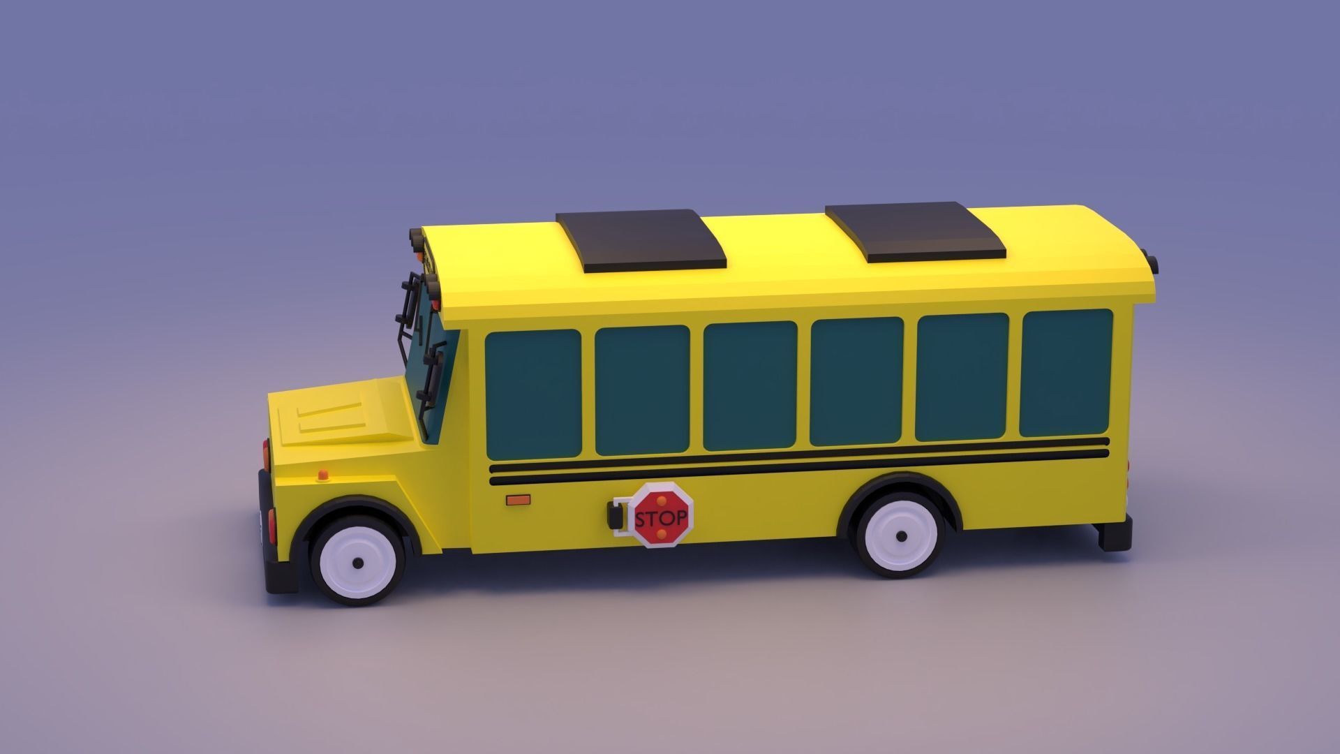 Cartoon School Bus 3D model_16