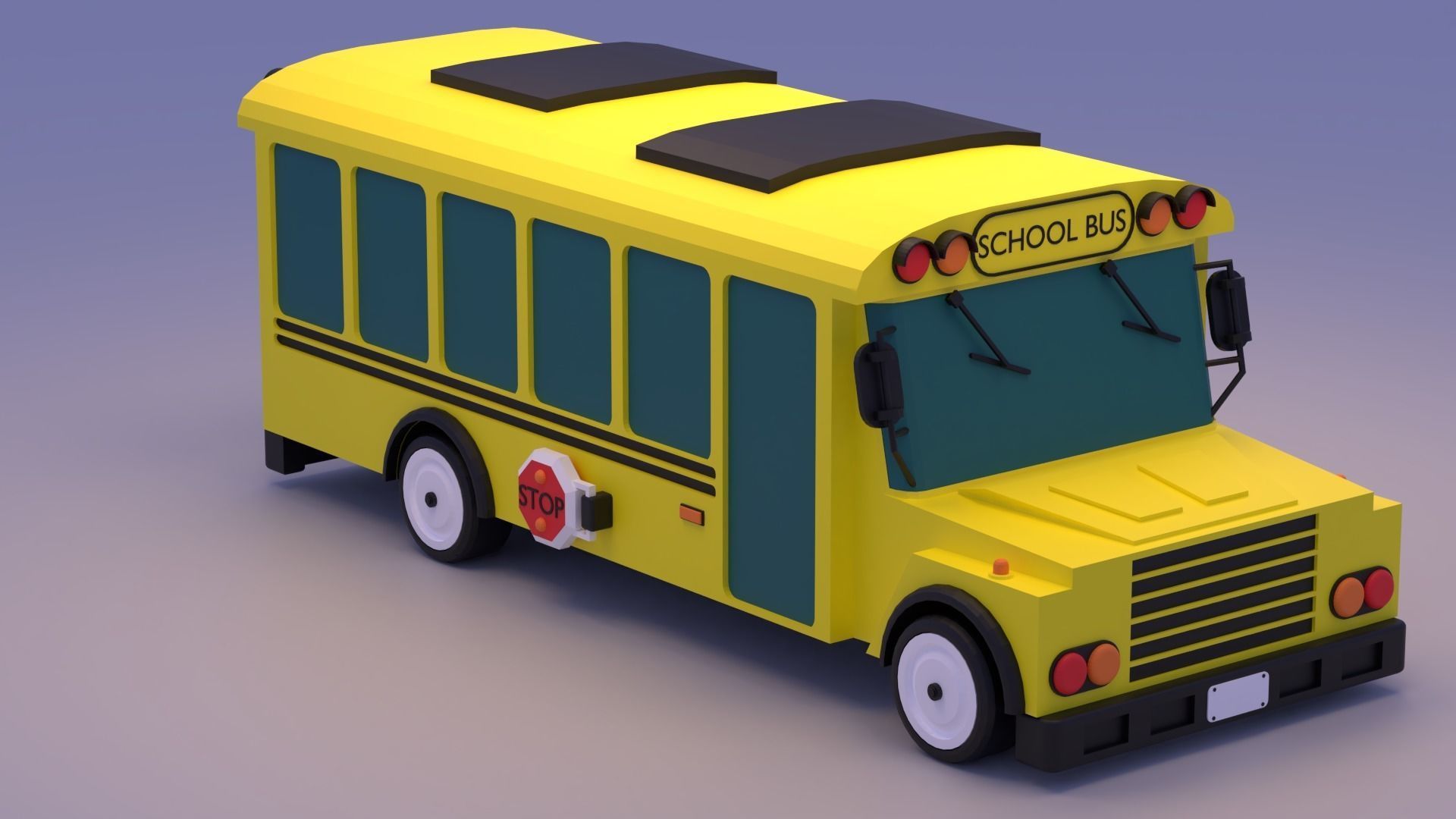 Cartoon School Bus 3D model_1