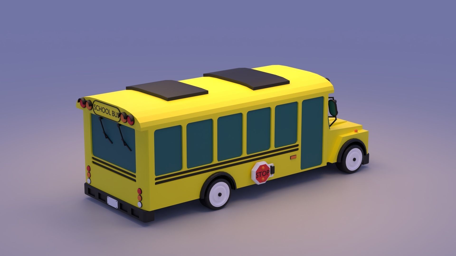 Cartoon School Bus 3D model_12