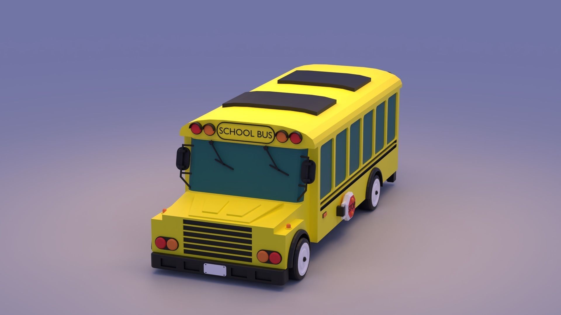 Cartoon School Bus 3D model_7