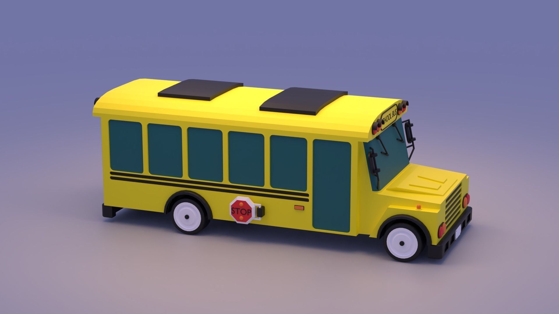 Cartoon School Bus 3D model_10
