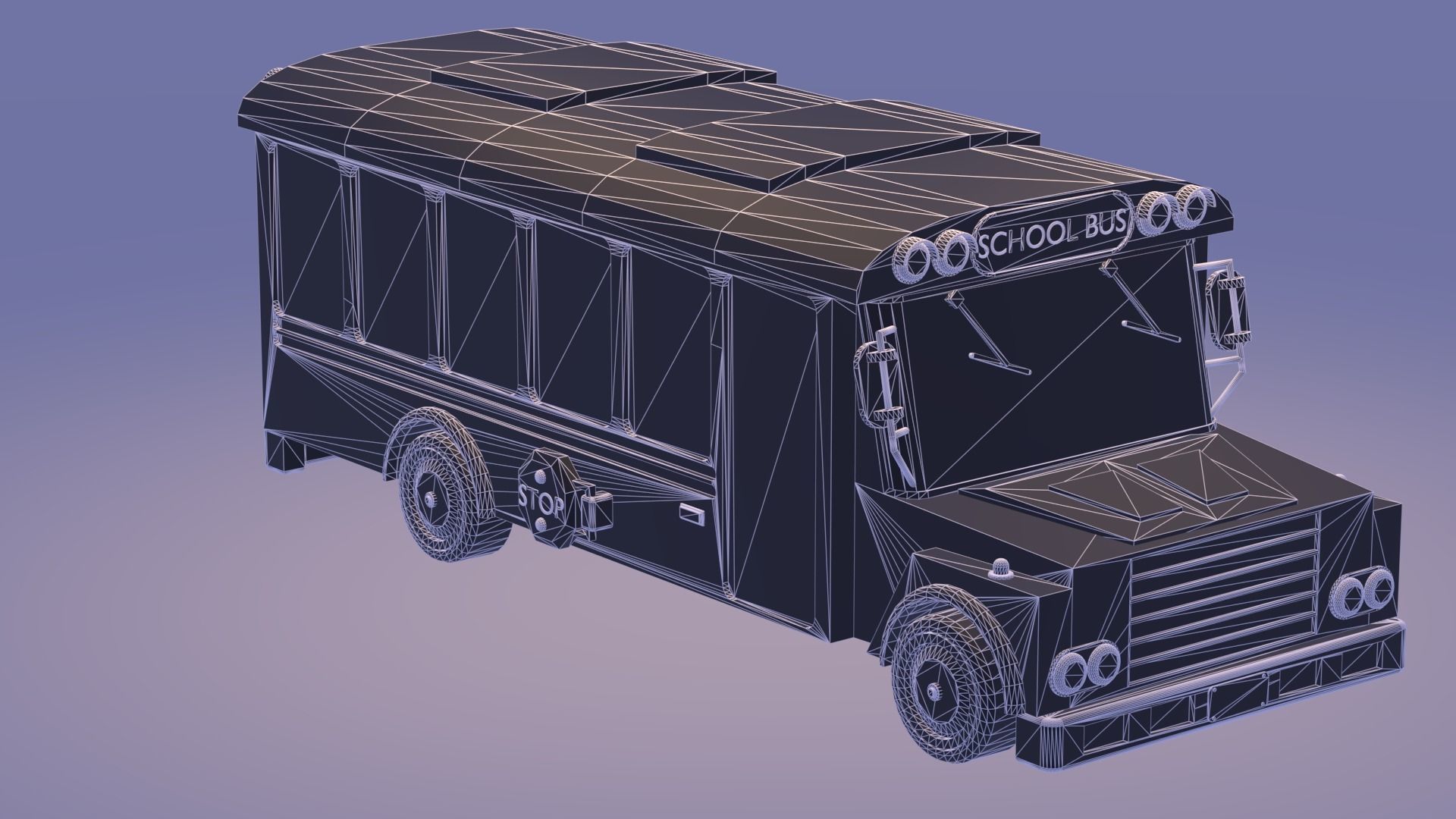 Cartoon School Bus 3D model_4