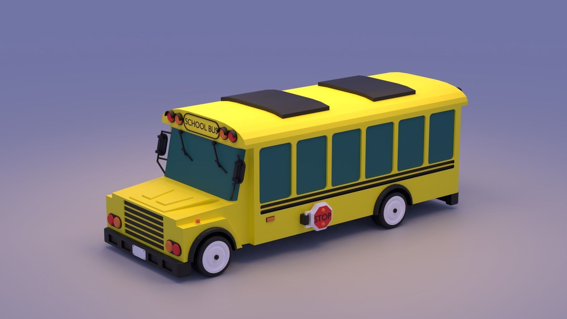 Cartoon School Bus 3D model_6