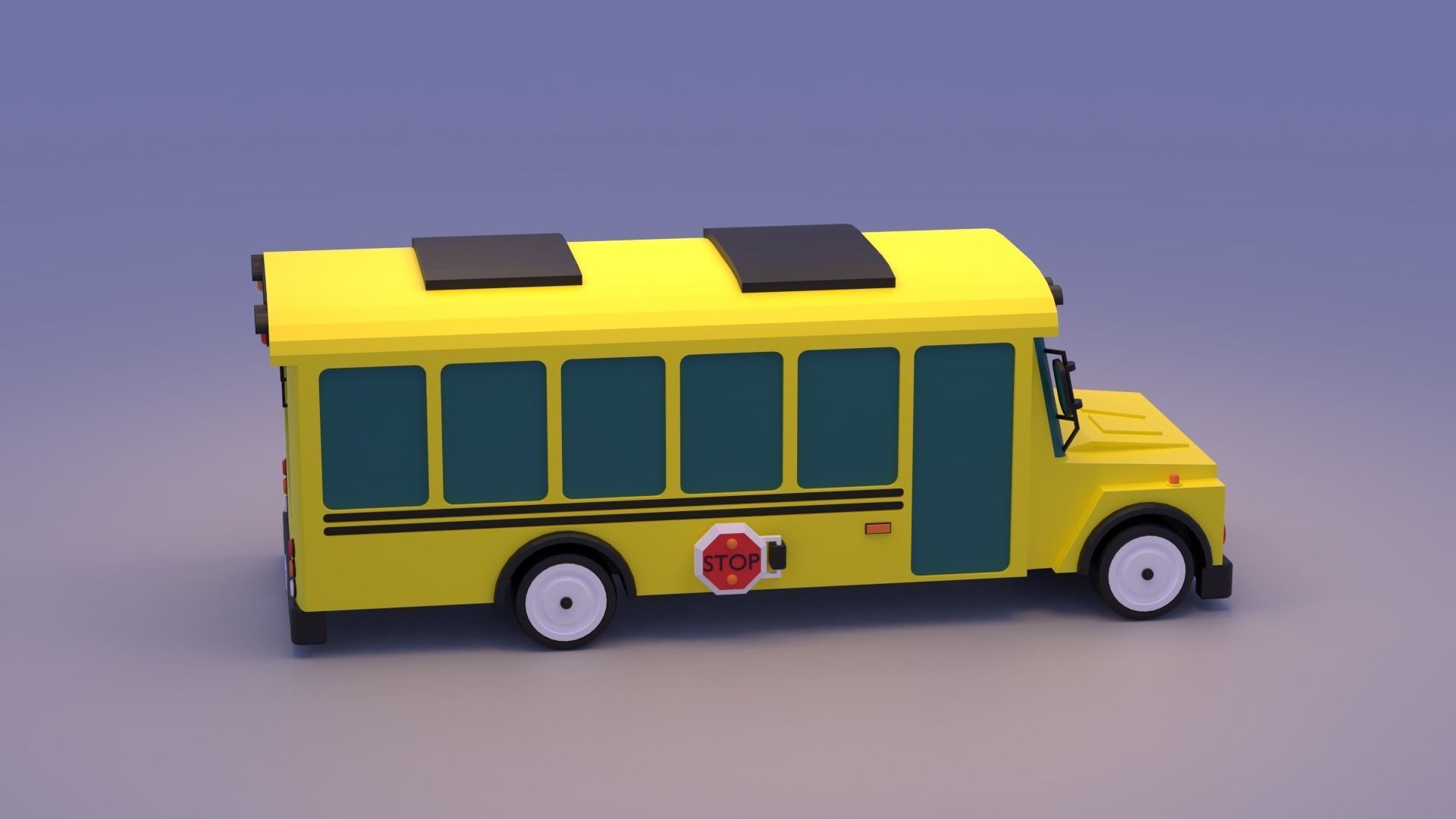 Cartoon School Bus 3D model_11