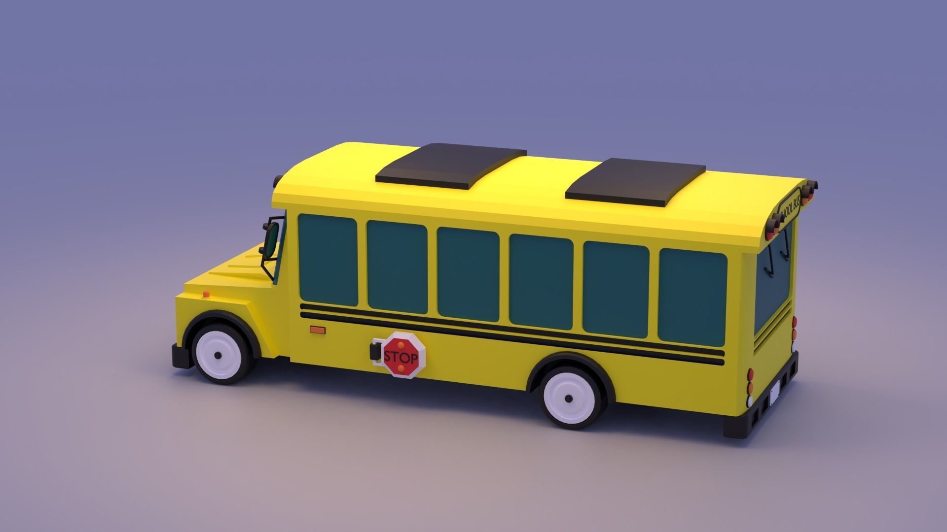 Cartoon School Bus 3D model_15