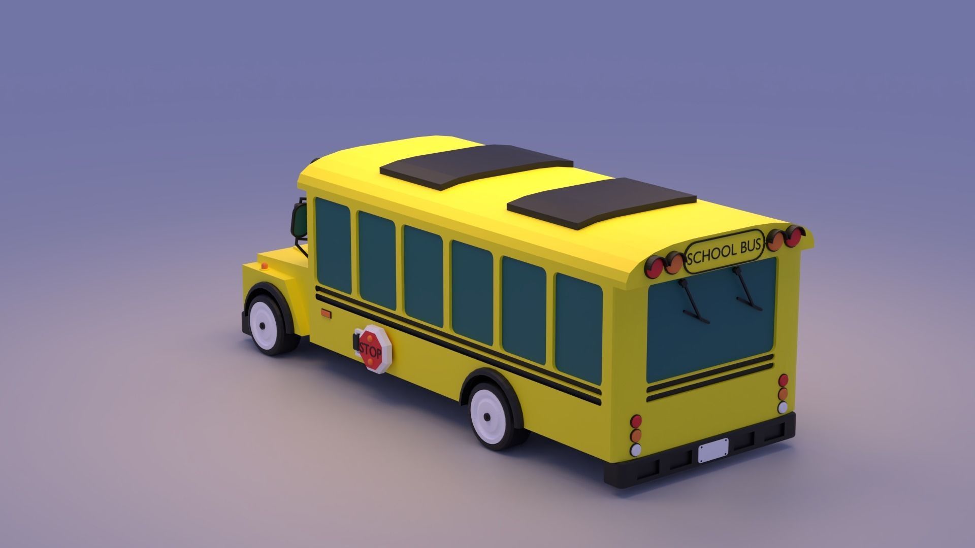 Cartoon School Bus 3D model_14