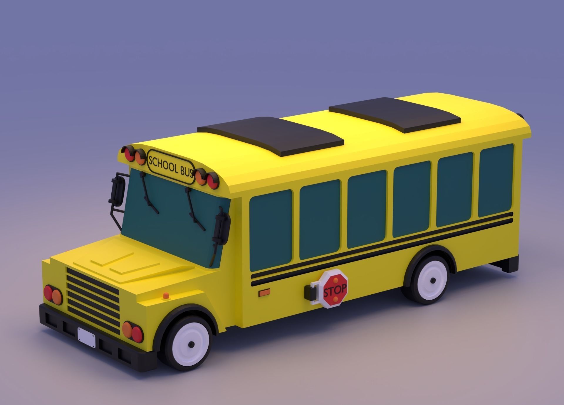 Cartoon School Bus 3D model_2