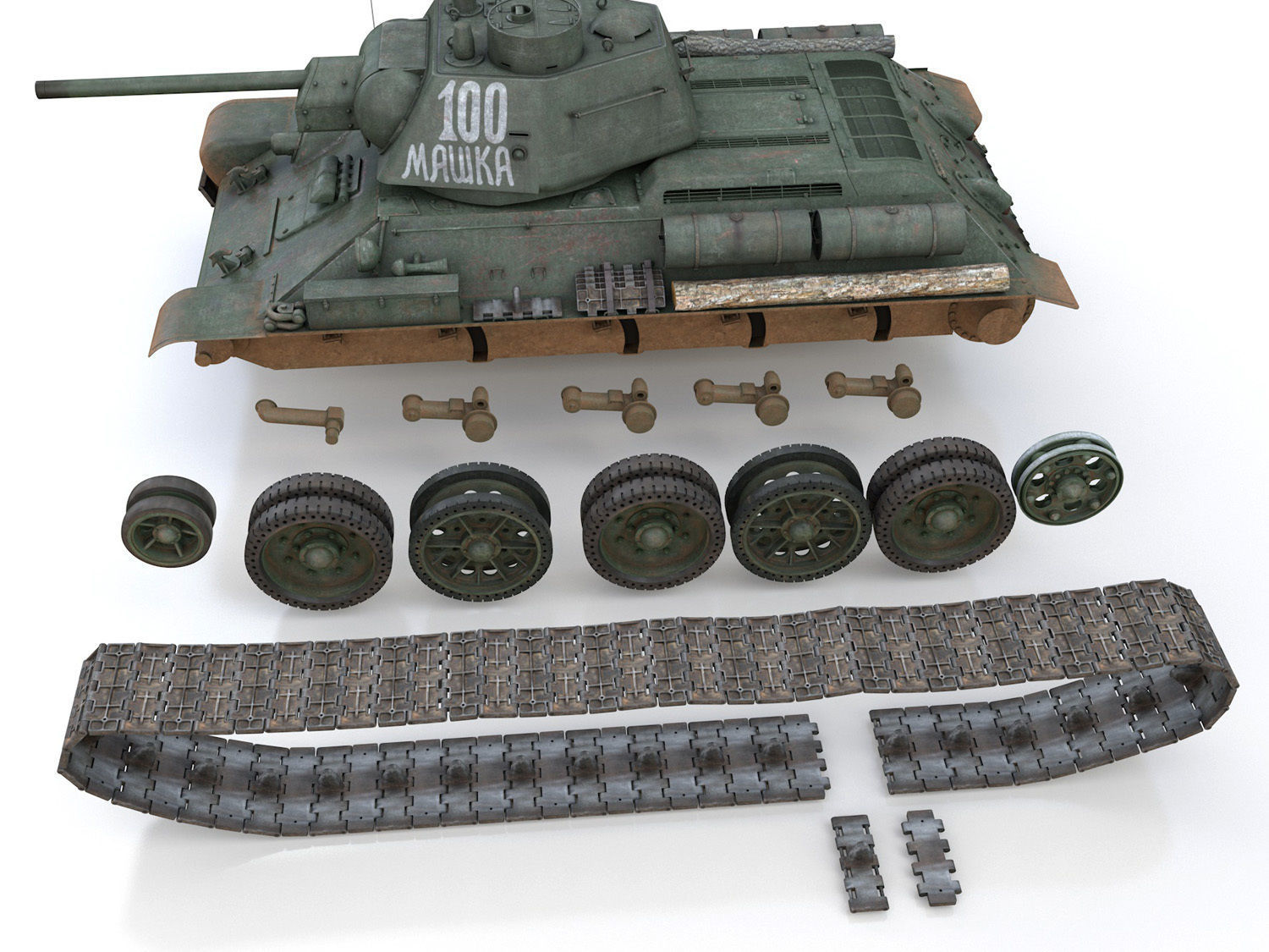 OT-34-76 - Soviet Flamethrower Tank - 100 3D model_11