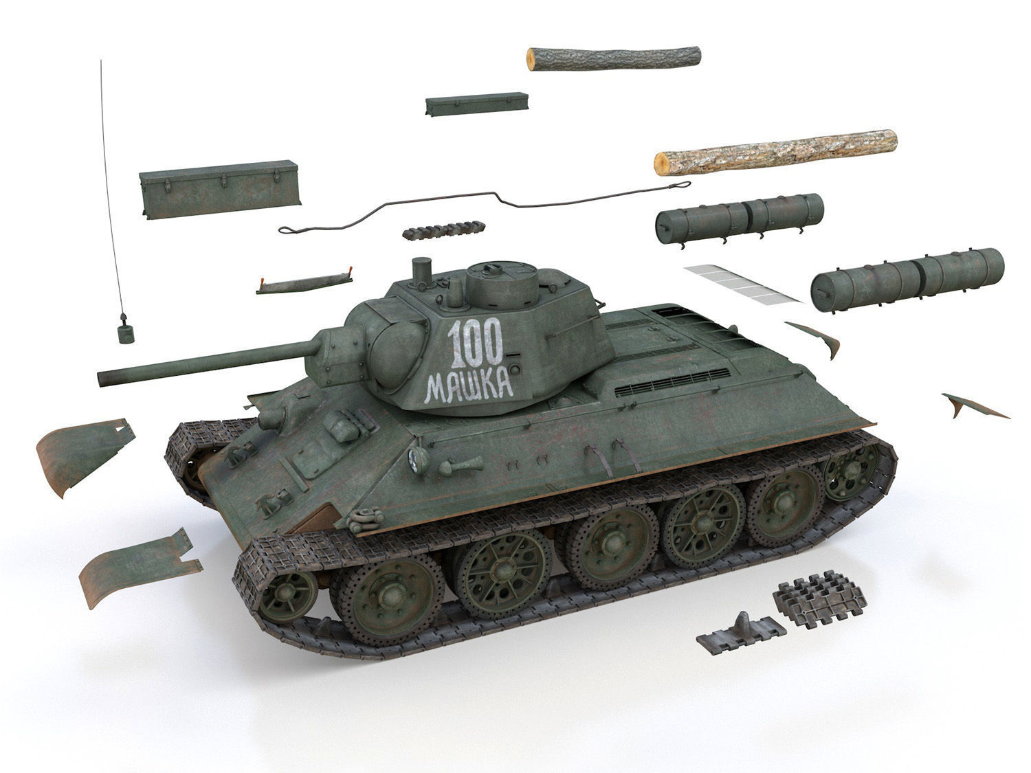 OT-34-76 - Soviet Flamethrower Tank - 100 3D model_12