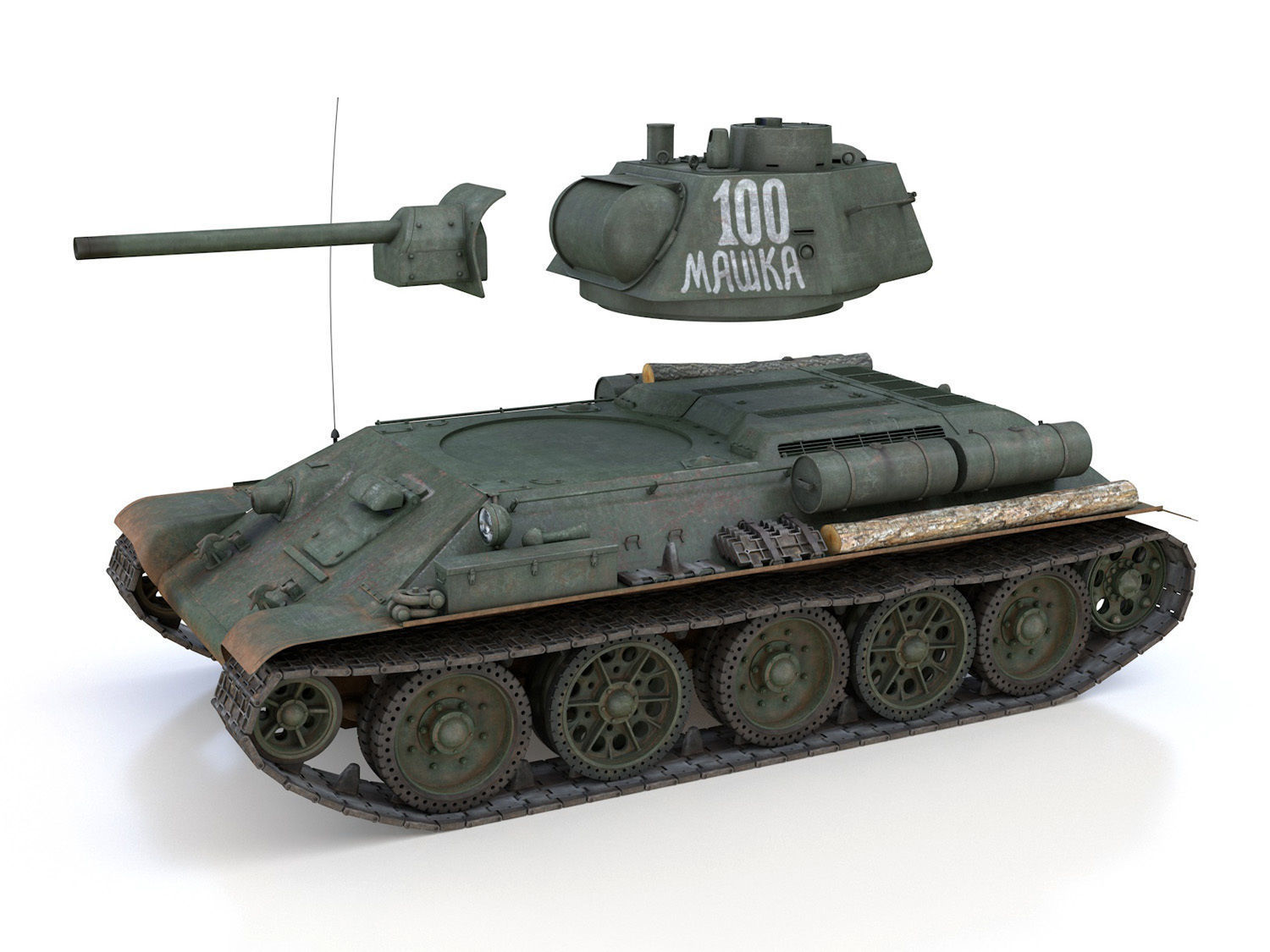 OT-34-76 - Soviet Flamethrower Tank - 100 3D model_10