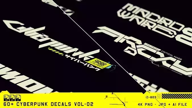 60 Cyberpunk Decals Vol-02 Texture