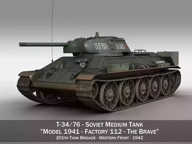 T-34-76 - Model 1942 - Soviet tank - The Brave 3D model