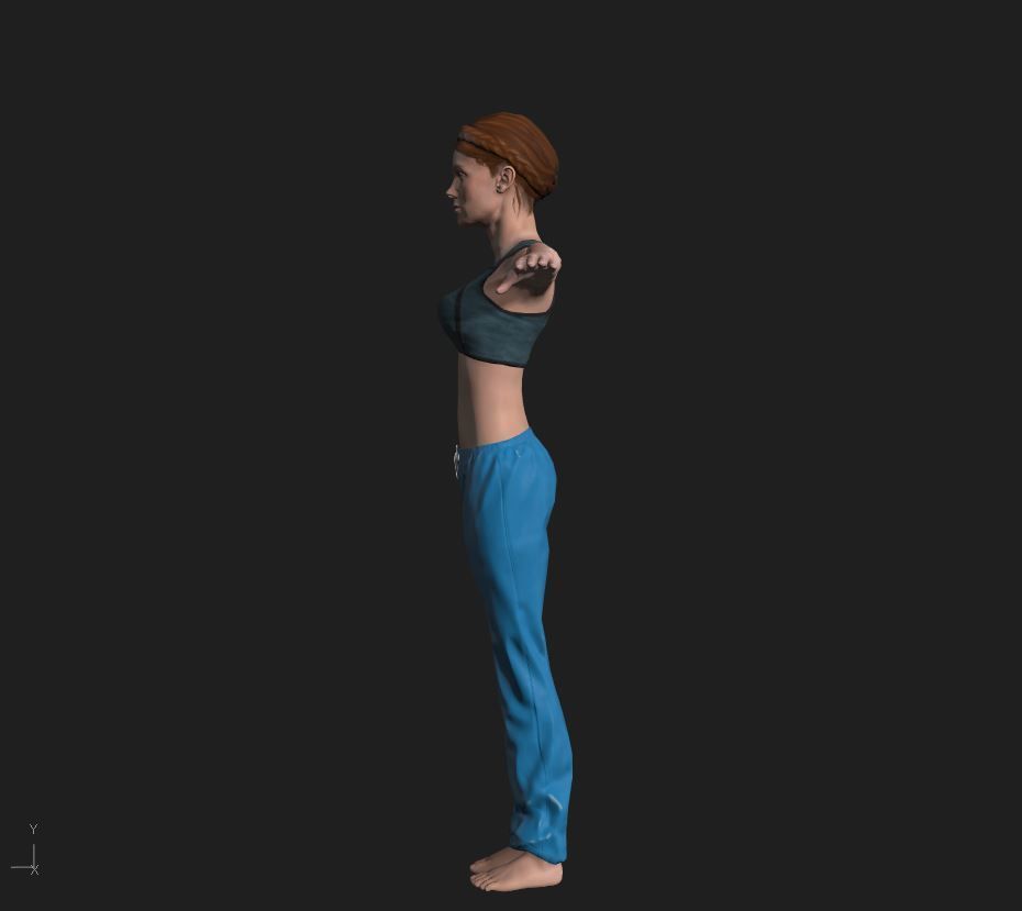Character woman pants Low-poly 3D model_2