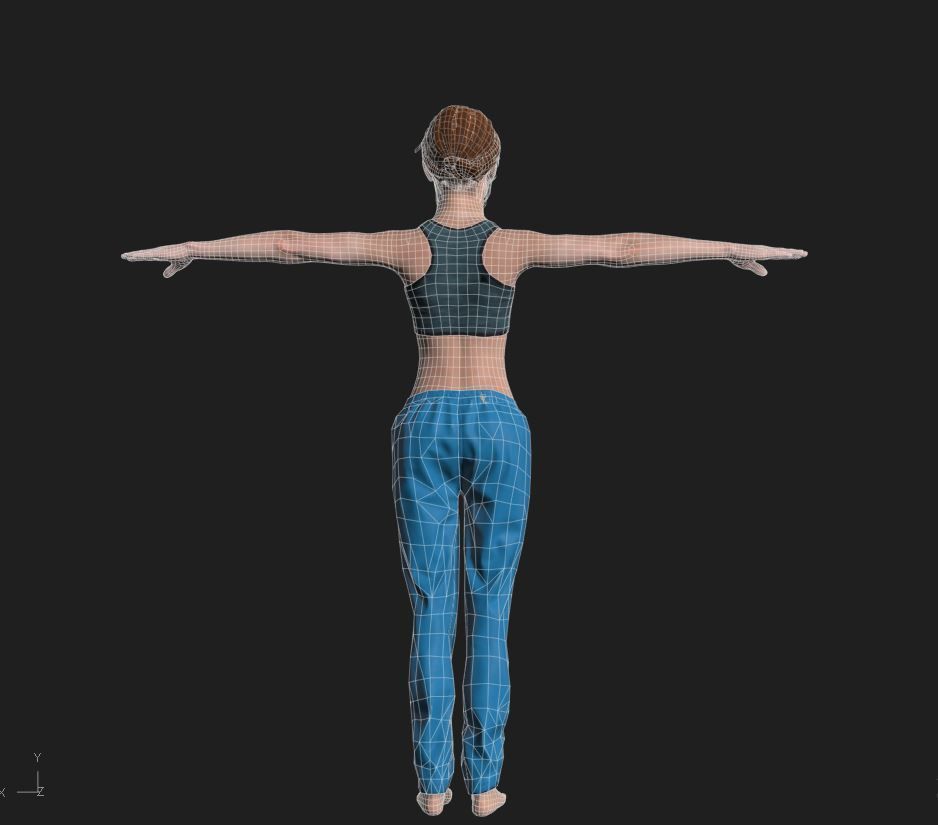 Character woman pants Low-poly 3D model_7