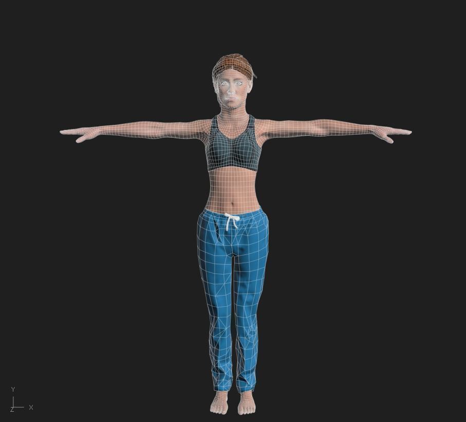 Character woman pants Low-poly 3D model_6