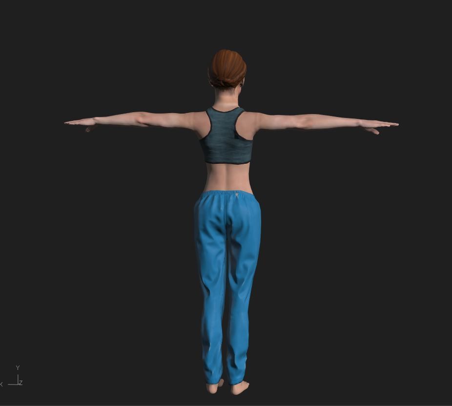 Character woman pants Low-poly 3D model_3