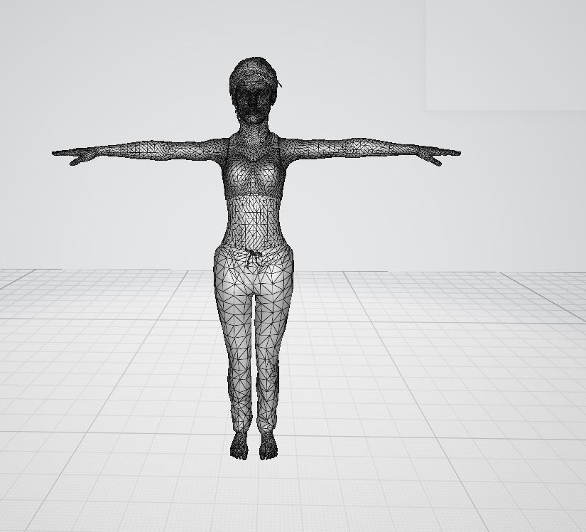 Character woman pants Low-poly 3D model_4