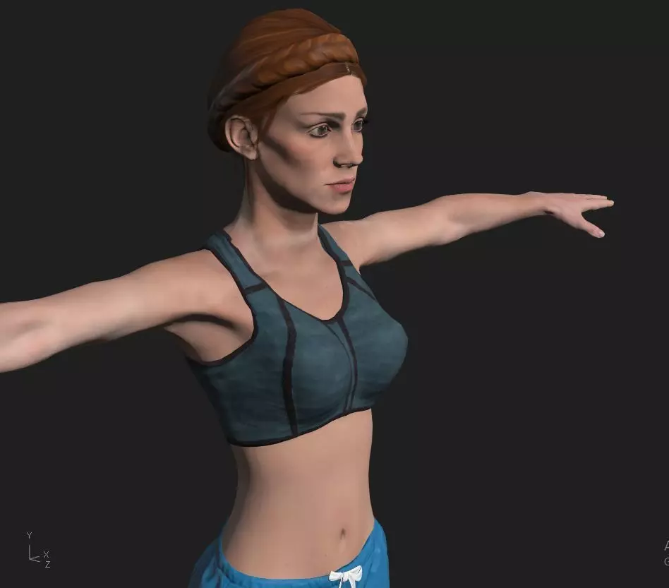 Character woman pants Low-poly 3D model_0