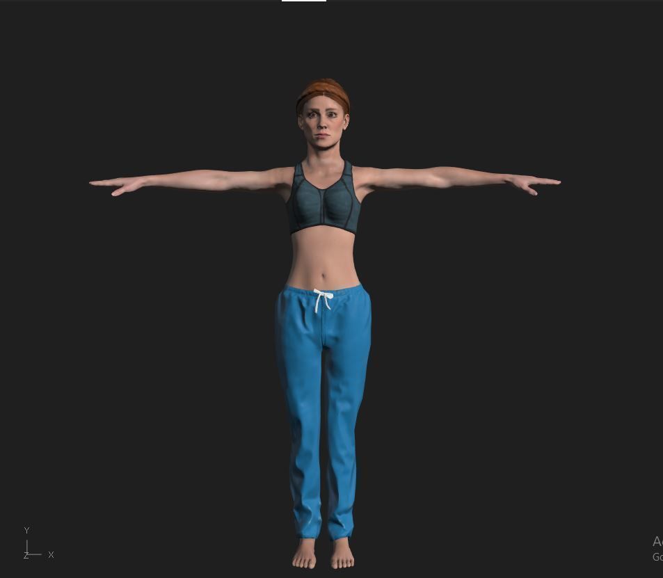 Character woman pants Low-poly 3D model_1
