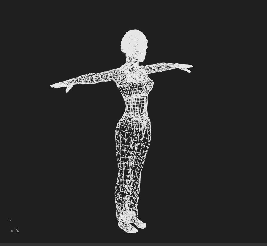 Character woman pants Low-poly 3D model_8