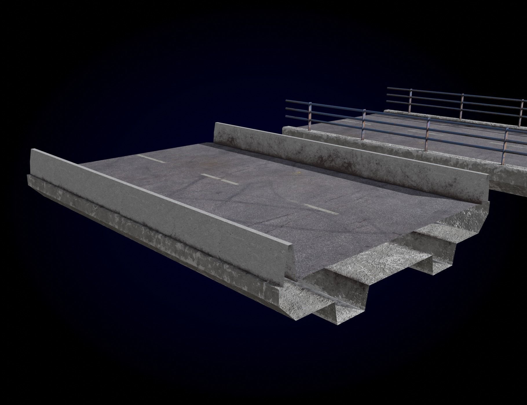 Concrete Bridge Parts Kit Low-poly 3D model_3