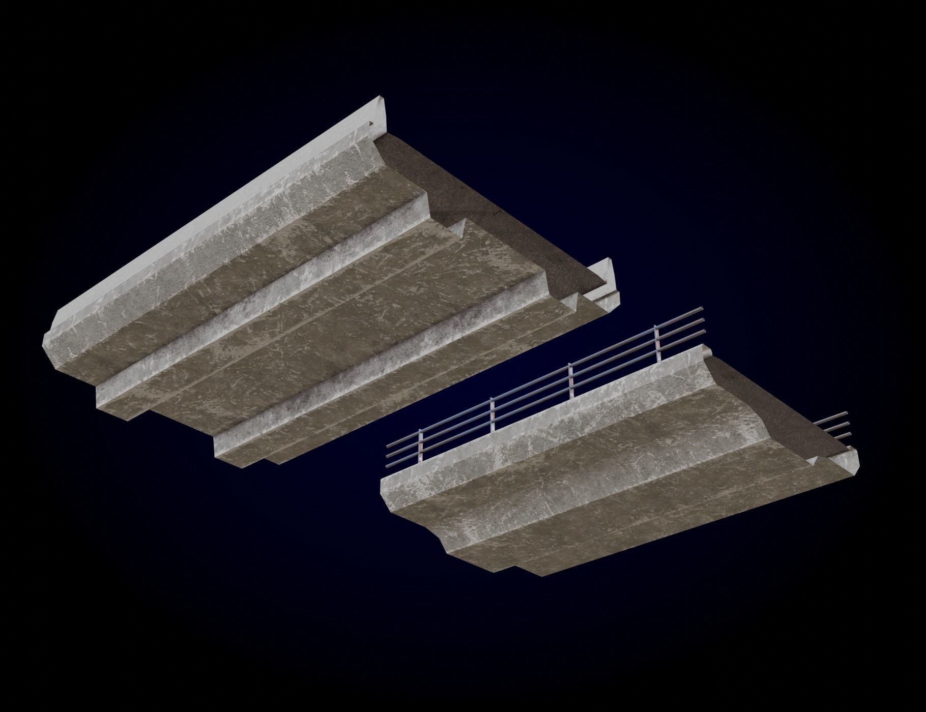 Concrete Bridge Parts Kit Low-poly 3D model_5
