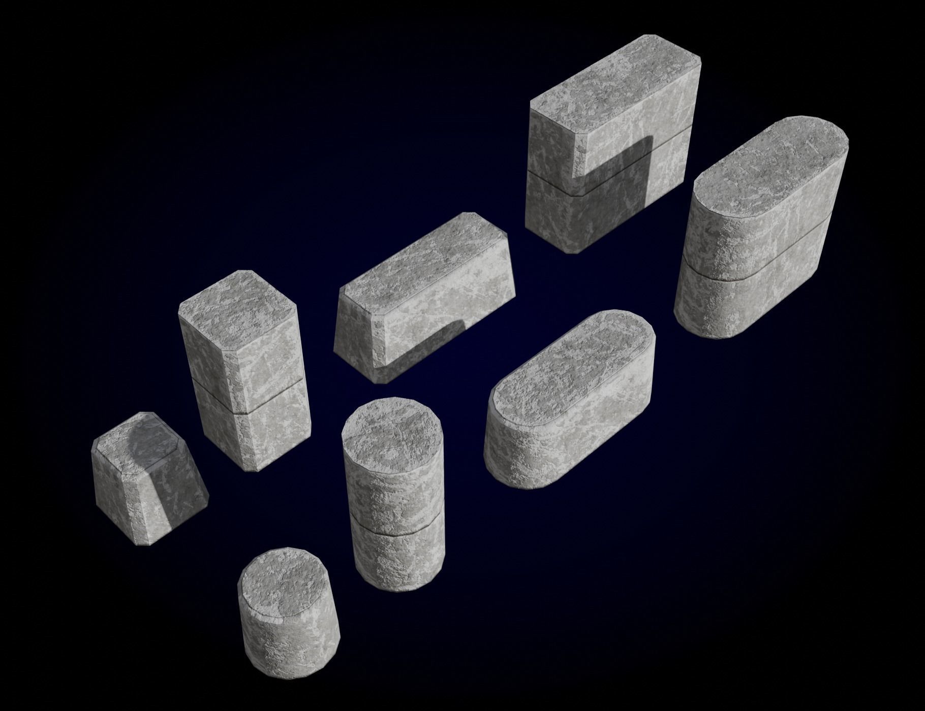 Concrete Bridge Parts Kit Low-poly 3D model_7