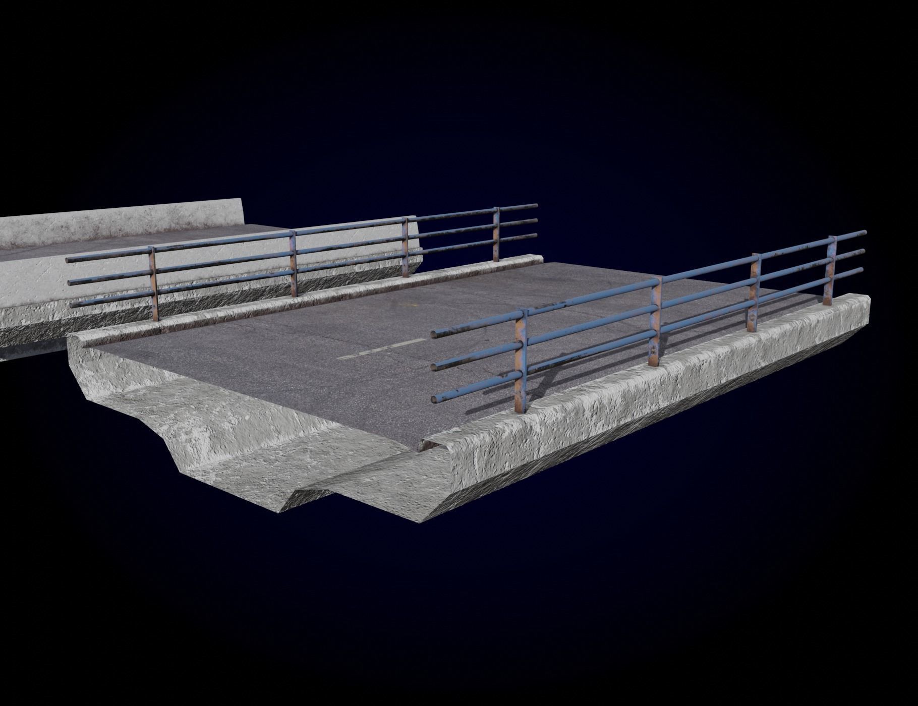 Concrete Bridge Parts Kit Low-poly 3D model_4