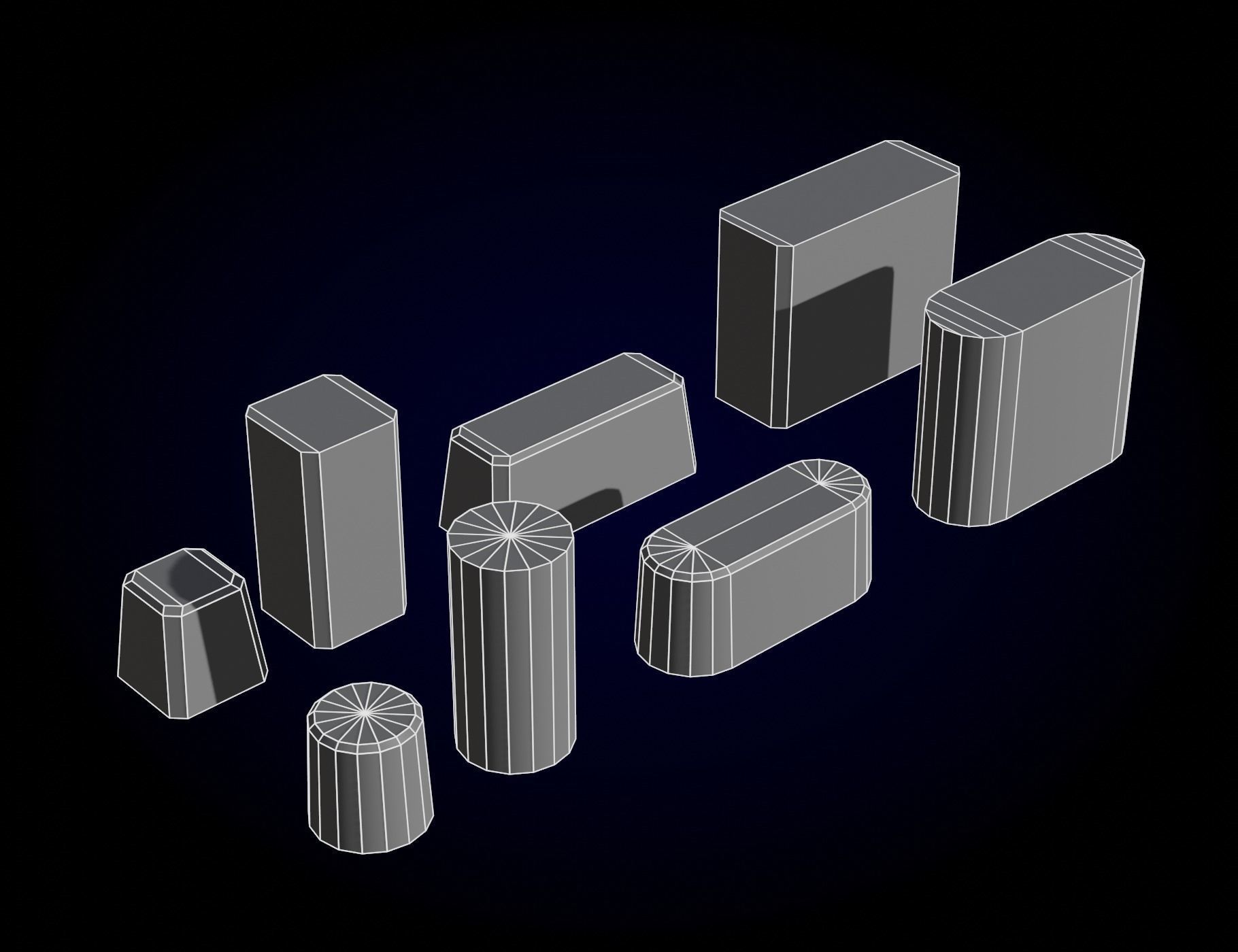 Concrete Bridge Parts Kit Low-poly 3D model_22