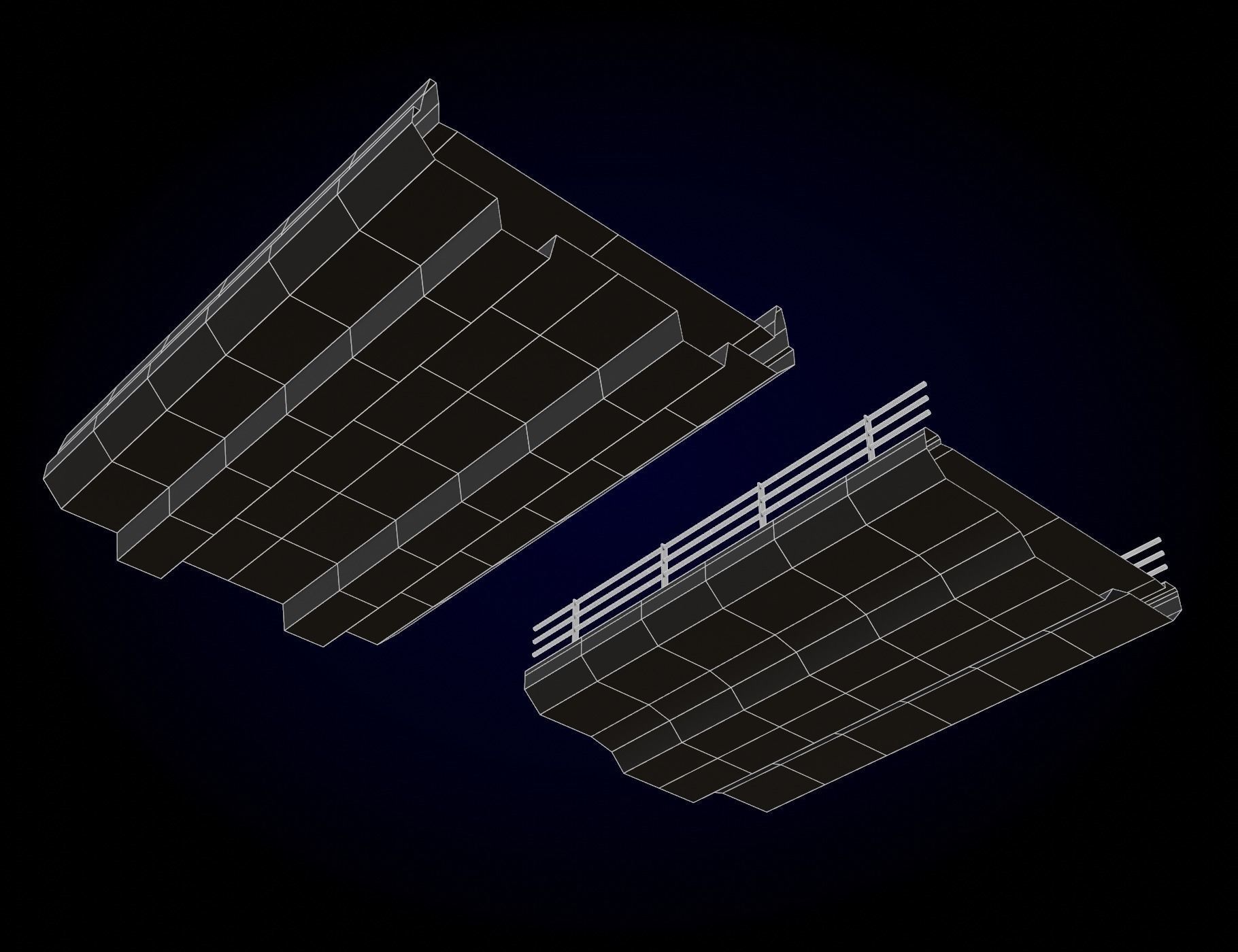Concrete Bridge Parts Kit Low-poly 3D model_20